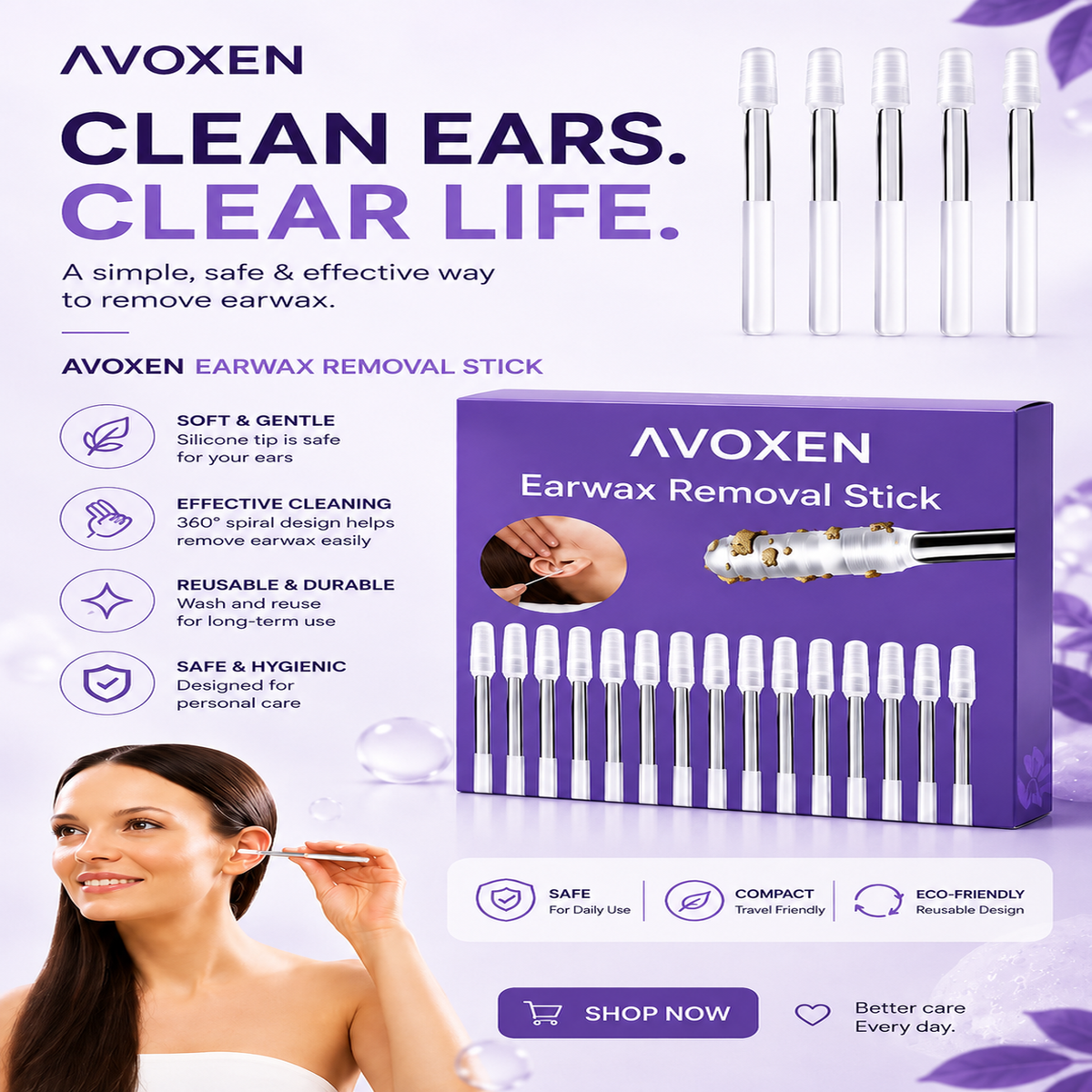 AVOXEN™ 360° Spiral Earwax Removal Stick